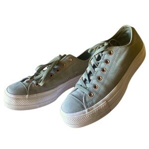 CHUCK TAYLOR NUBUCK LEATHER ALL-STAR CONVERSE PLATFORM Sneakers Low Dark Stucco…